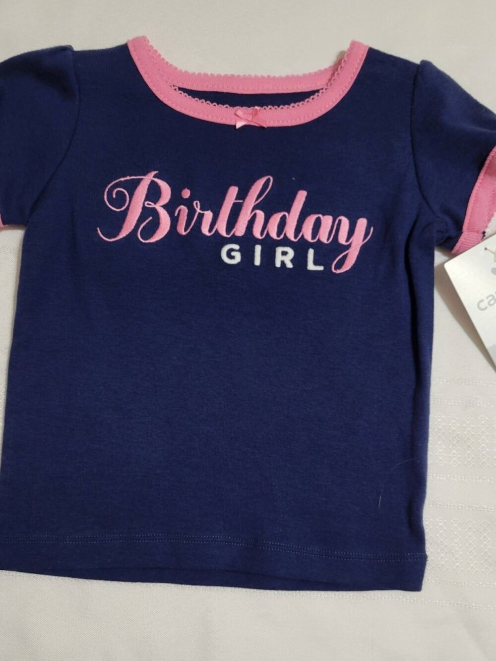 Carter's 9 Month Short Sleeved Cotton Blue Shirt Birthday Girl NWT